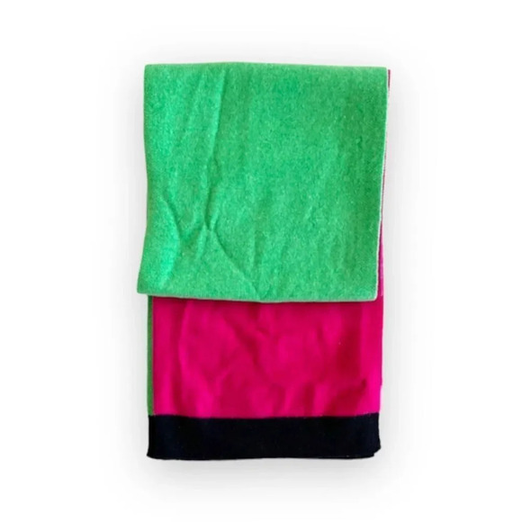 Talbots‎ Colorblock Cashmere Rectangular Scarf Pink Green Navy Preppy Cozy New - Picture 1 of 5